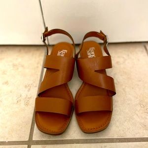 Cognac Brown Franco Sarto heeled sandals